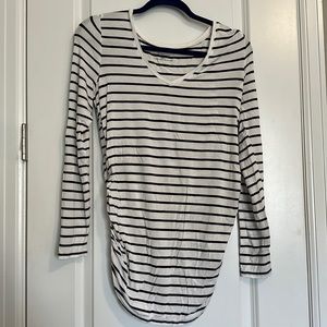 Motherhood maternity white with stripes long sleeve shirt size M